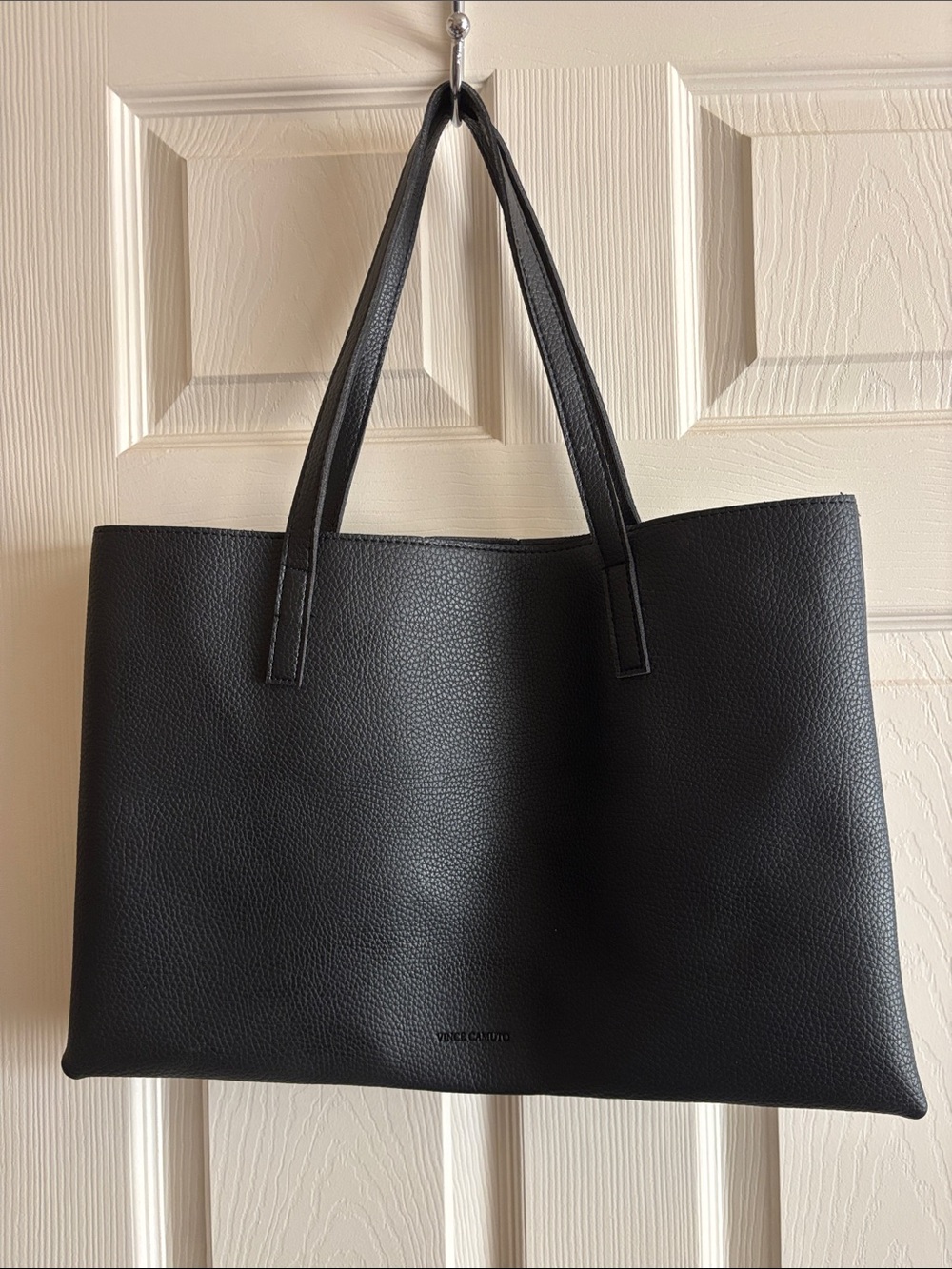 Vince Camuto Black Pebbled Faux Leather Tote
